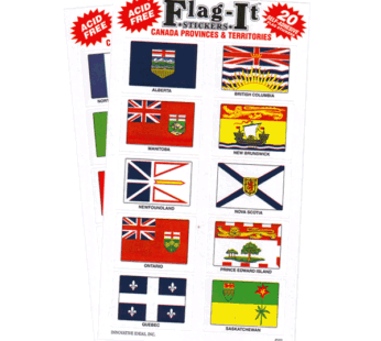 Provinces/Territories 1″x1.5″ Decal Set, 20/pack