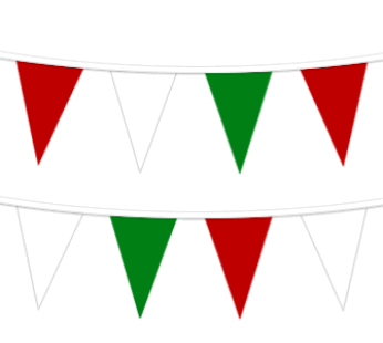 Red/White/Green Plastic Pennant String, 120′